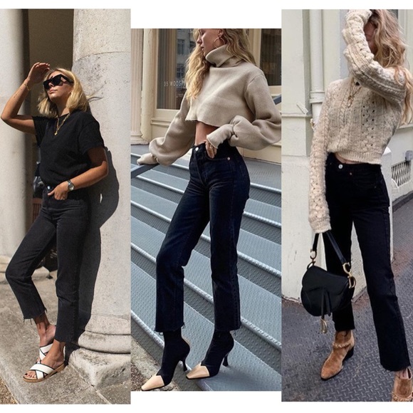 Re/Done Denim - Re/Done Originals High Rise Stovepipe Black Straight Leg Jeans NWT